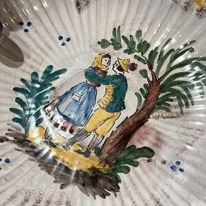 Beautiful vintage handmade and painted bowl 8” dia. Numbered 3332. EUC